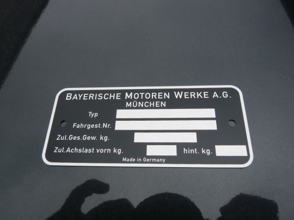 BMW 02 Typenschild Plakette Fahrgestellnummer E3 E12