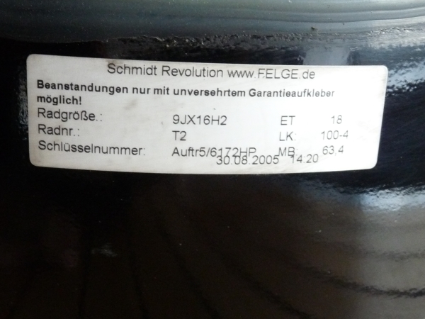 Schmidt Revolution TH-Line 9x16et18 Lochkreis 4x100  3 teilig